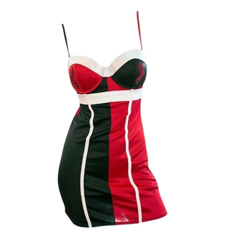 DC Comics Undergirl Harley Quinn Red Black Colorblock Cosplay Bodycon Dress M